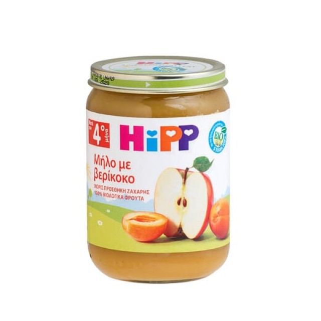 Hipp Φρουτόκρεμα Βιολογικής Καλλιέργειας με Μήλο & Βερίκοκο, 190g 4o