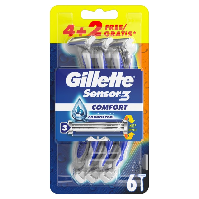 GILLETTE SENSOR3 COMFORT 4τμχ + 2τμχ ΔΩΡΟ