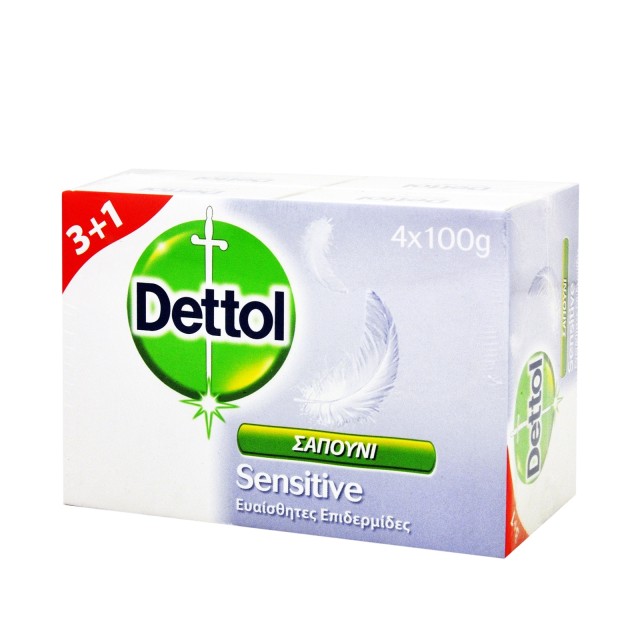DETTOL PROMO 3+1 ΔΩΡΟ ΑΝΤΙΒΑΚΤΗΡΙΔΙΑΚΟ ΣΑΠΟΥΝΙ ΓΙΑ ΕΥΑΙΣΘΗΤΕΣ ΕΠΙΔΕΡΜΙΔΕΣ SENSITIVE 4x100gr