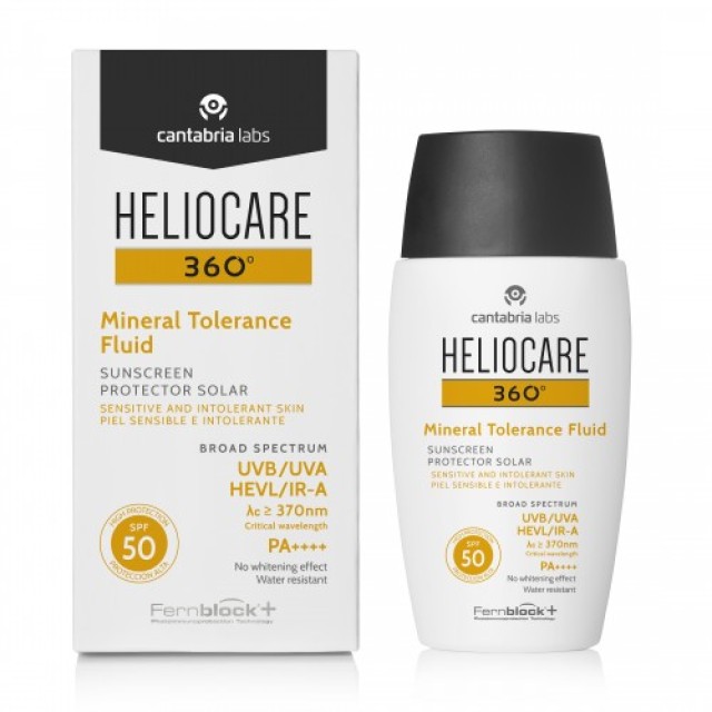 CANTABRIA LABS Heliocare 360 Mineral Tolerance Fluid SPF50+ Αντηλιακό Προσώπου, 50ml