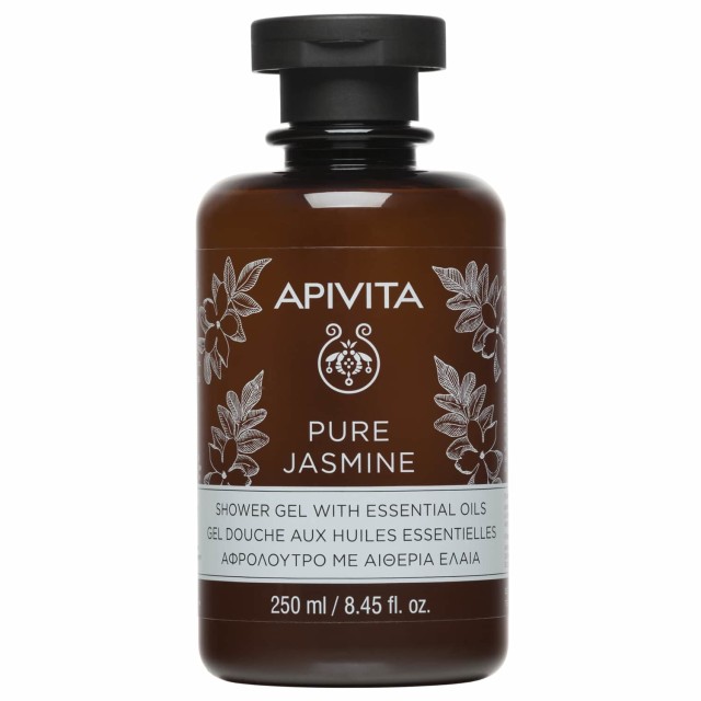 Apivita Pure Jasmine Shower Gel Essential Oils Κρεμώδες Αφρόλουτρο Γιασεμί Με Αιθέρια Έλαια 250ml