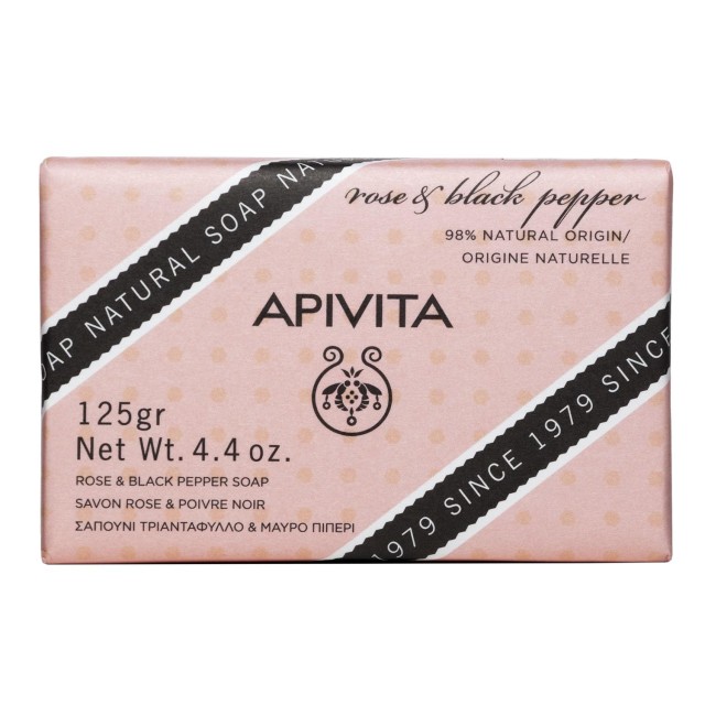 Apivita Φυσικό Σαπούνι Rose Pepper Με Τριαντάφυλλο & Μαύριο Πιπέρι 125gr
