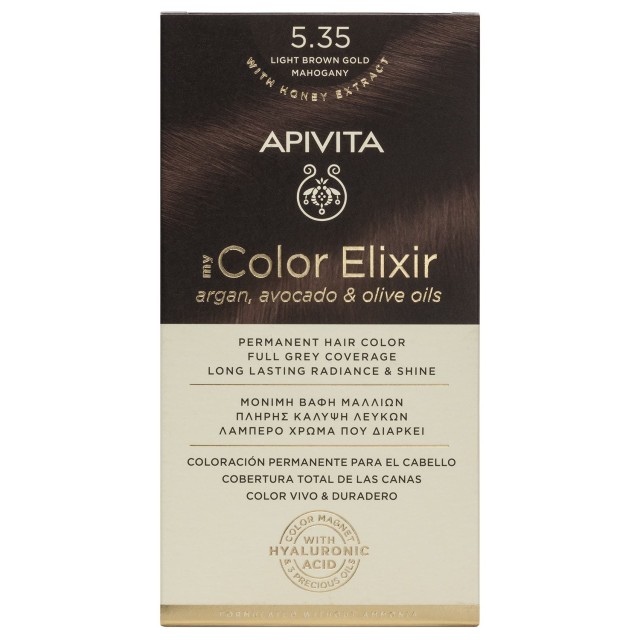 Apivita My Color Elixir 5.35 Βαφή Μαλλιών Καστανό Ανοιχτό Μελί Μαονί