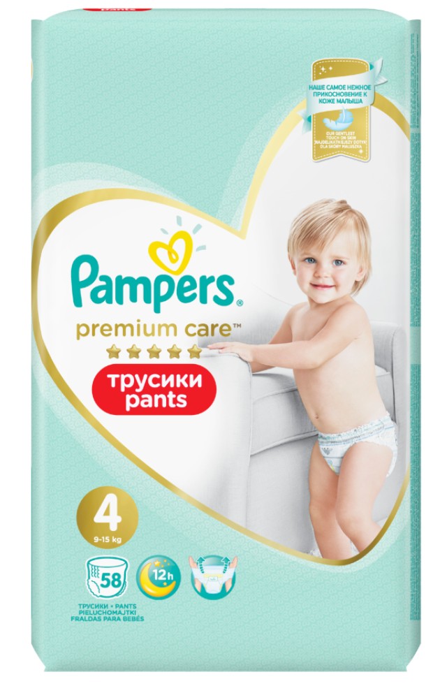 PAMPERS PREMIUM PANTS No4 (9-15kg) 58τμχ