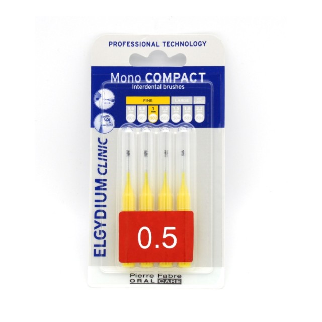 Elgydium Clinic Mono Compact Μεσοδόντια Βουρτσάκια Κίτρινα 0.5mm 4τμχ