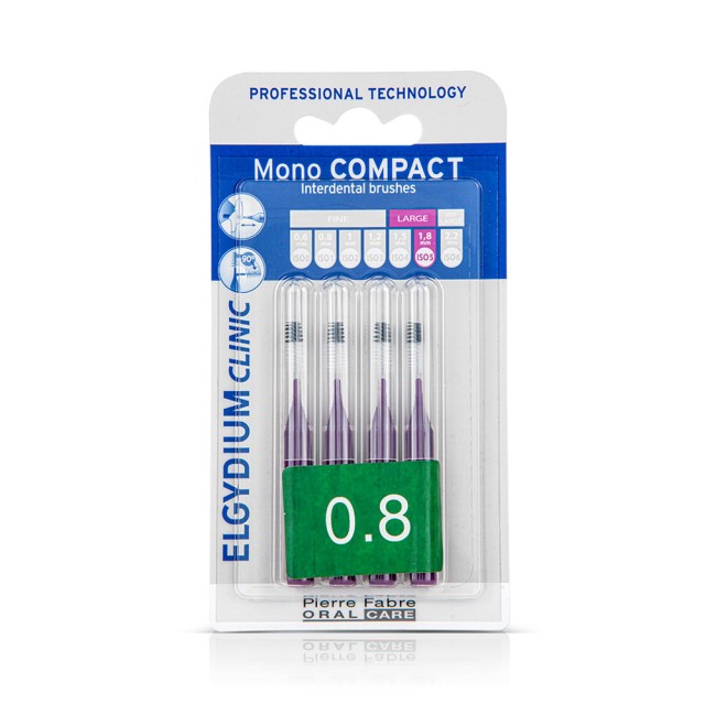 Elgydium Clinic Mono Compact Μεσοδόντια Βουρτσάκια Μωβ 0.8mm 4τμχ