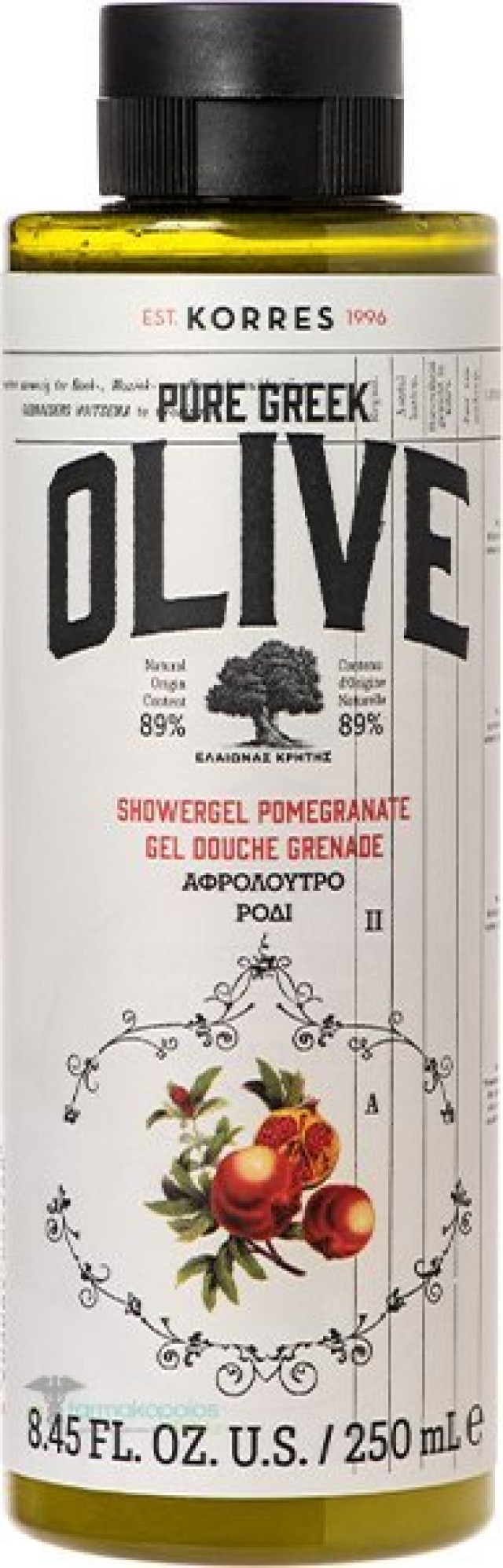 Korres Pure Greek Olive Shower Gel Pomegranate Αφρόλουτρο Ρόδι 250ml