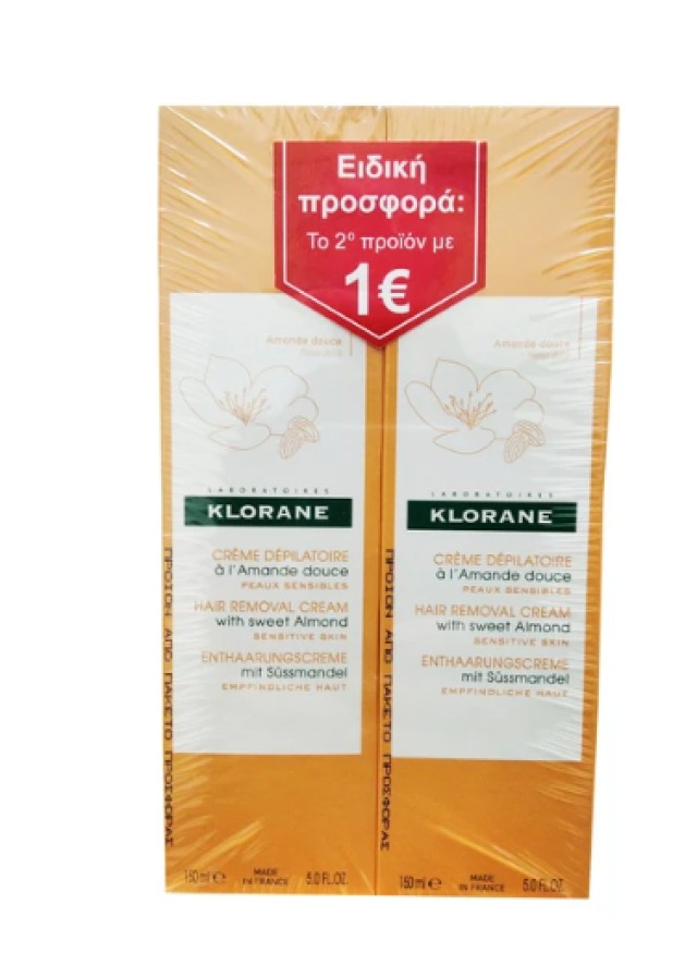 Klorane Promo Αποτριχωτική Κρέμα Με Γλυκό Αμύγδαλο 2x150ml Το 2ο Προιόν 1€
