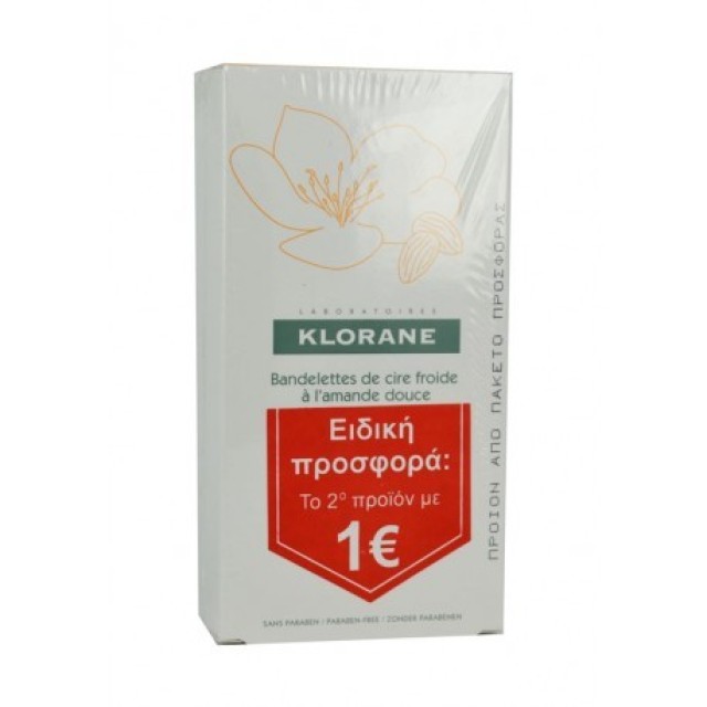 Klorane Promo Cold Wax Small Strips With Sweet Almond Ταινίες Αποτρίχωσης Με Κερί Για Πρόσωπο Και Ευαίσθητες Περιοχές 2x6τμχ (Το 2ο Προϊόν Με 1€)