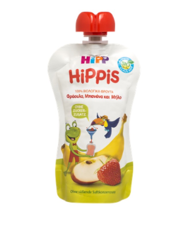 HIPP HIPPIS ΦΡΟΥΤΟΠΟΛΤΟΣ ΦΡΑΟΥΛΑ ΜΠΑΝΑΝΑ & ΜΗΛΟ 100gr