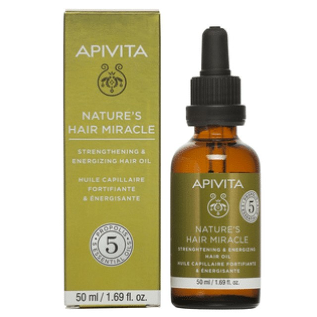 Apivita Natures Hair Miracle Λάδι Ενδυνάμωσης & Τόνωσης Για Τα Μαλλιά Με Πρόπολη & 5 Αιθέρια Έλαια 50ml