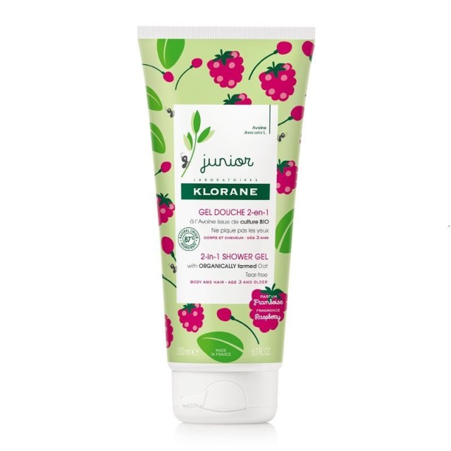 Klorane Petit Junior Shower Gel With Sweet Rasberry Fragrance Παιδικό Αφρόλουτρο Για Σώμα & Μαλλιά Με Άρωμα Βατόμουρο Από 3 Ετών 200ml