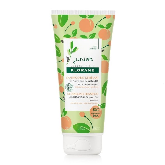 Klorane Petit Junior Detangling Shampoo With Peach Fragrance Απαλό Παιδικό Σαμπουάν Για Ξέμπλεγμα Μαλλιών Με Άρωμα Ροδάκινου 200ml