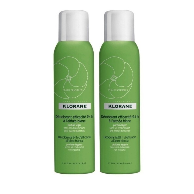 Klorane Promo Efficacite 24h Deodorant Spray Althea Απαλό Αποσμητικό Σπρέι Με Λευκή Αλθέα Χωρίς Άλατα Αλουμινίου 2x125ml -50% Στο 2ο Προϊόν