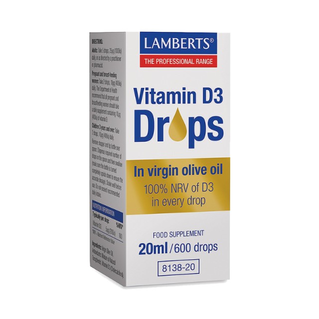 Lamberts Vitamin D3 Drops 20ml/600drops