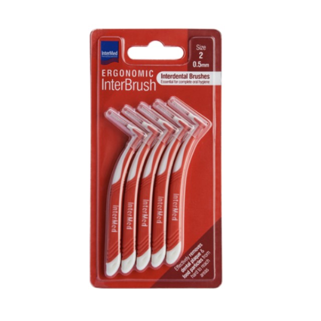 Intermed Ergonomic Interbrush Μεσοδόντια Βουρτσάκια Κόκκινο Size 2 - 0.5mm, 5τεμ