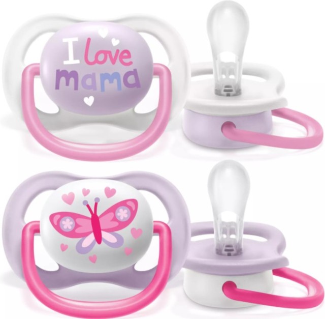 Avent Πιπίλα Ultra Air Happy Σιλικόνη 0-6m I Love Mama 2τμχ
