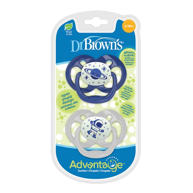 Dr Browns PA 12002 Πιπίλα Advantage Σιλικόνης Νυκτός 0-6m Μπλε 2τμχ