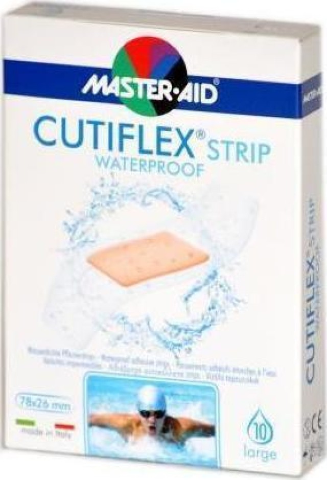 Master Aid Cutiflex Strip Αδιάβροχα Αυτοκόλλητα Επιθέματα 78x26mm 10τμχ