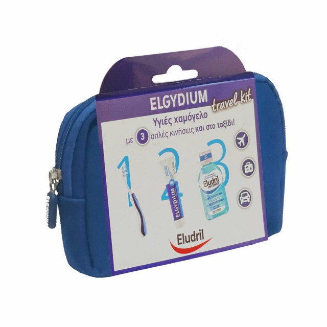 Elgydium Eludril Travel Kit Οδοντόκρεμα 50ml, Οδοντόβουρτσα & Στοματικό Διάλυμα 15ml Μπλε