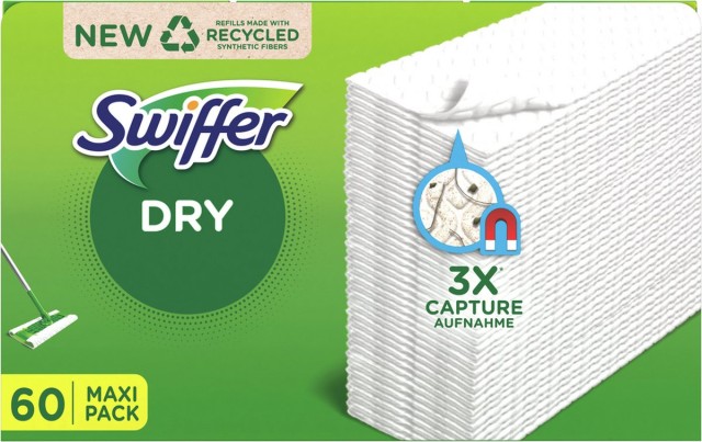 Swiffer Trap & Lock Ανταλλακτικά Στεγνά Πανάκια Για Το Πάτωμα 60τμχ (40+20 Δώρο)