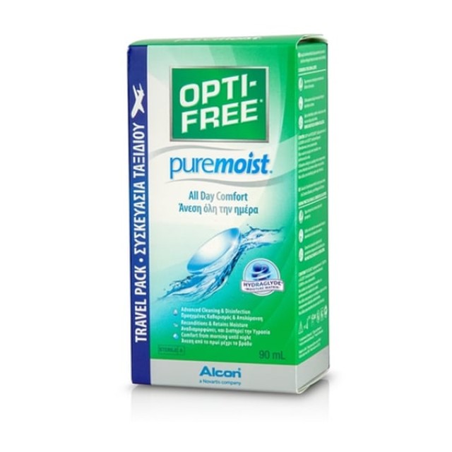 Alcon Opti Free Puremoist Hydraglyde Travel Pack Υγρό Φακών Επαφής, 90ml