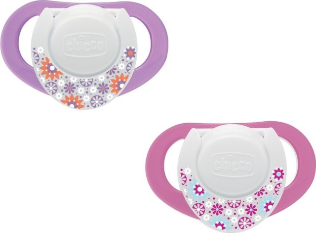 Chicco Physio Compact Πιπίλα Σιλικόνης 6-12m Ροζ/Μωβ 2τμχ