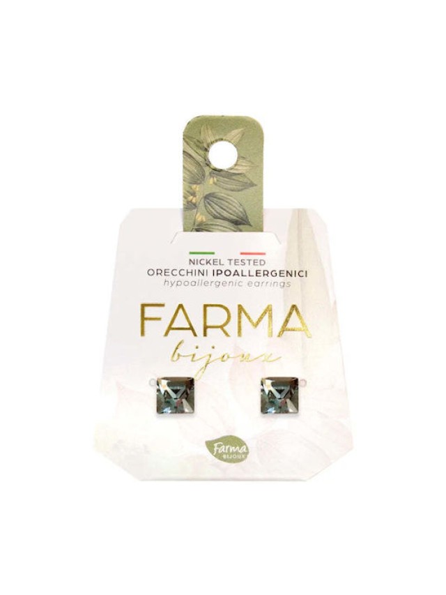 Farma Bijoux Υποαλλεργικά Σκουλαρίκια Κρύσταλλο Μαύρο 6mm