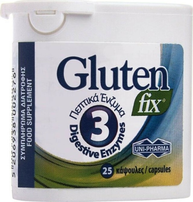 Uni-Pharma Gluten Fix 3 Πεπτικά Ένζυμα 25 κάψουλες