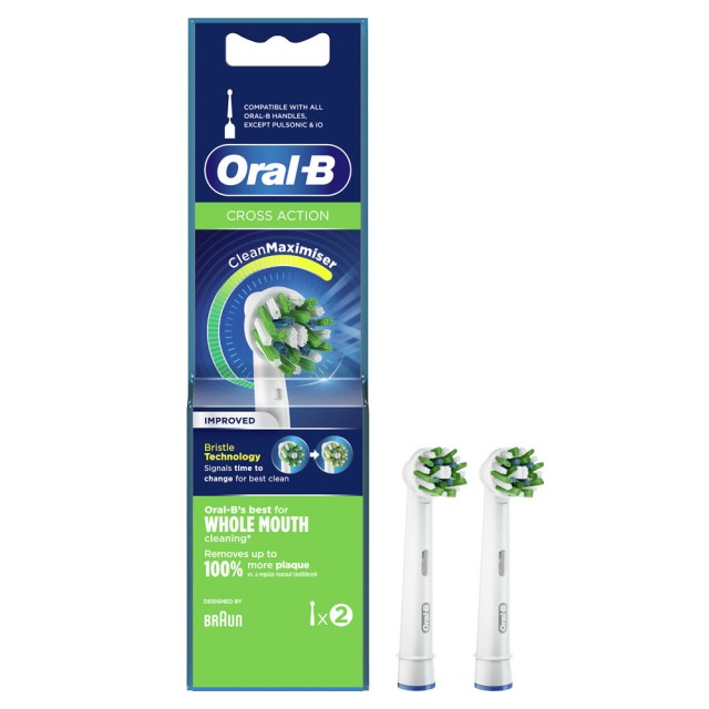Oral-B Cross Action CleanMaximiser Ανταλλακτικές Κεφαλές Για Ηλεκτρική Οδοντόβουρτσα 2τμχ