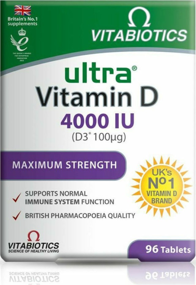 Vitabiotics Ultra Vitamin D 4000IU Συμπλήρωμα Διατροφής Βιταμίνη D3 96tabs