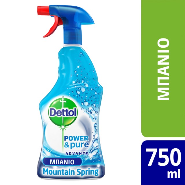 Dettol Power & Pure Με Ενεργό Οξυγόνο Πολυκαθαριστικό Για Μπάνιο Mountain Spring 750ml