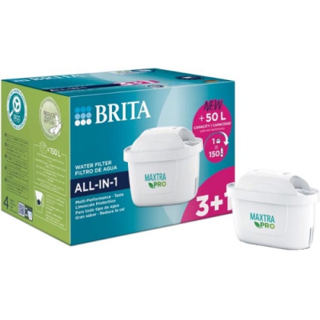 Brita Maxtra Pro All-In Water Filter Cartridges Φίλτρα Νερού (White Color) [3﹢1 Δώρο] 4τμχ