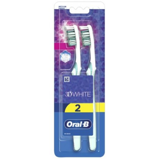 Oral-B 3D White Οδοντόβουρτσα Medium 2τμχ