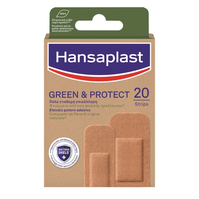 Hansaplast Green & Protect-Καινοτόμα Επιθέματα με Υλικά Φυσικής Προέλευσης 2 Μεγέθη 20τμχ