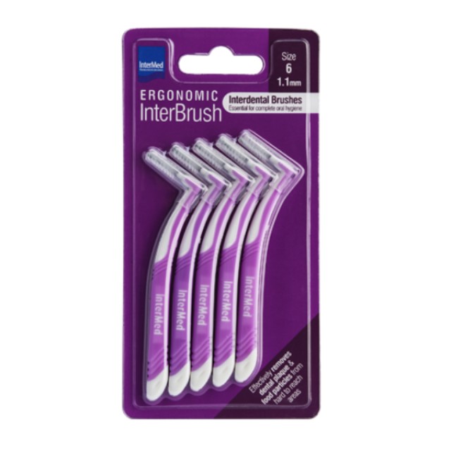 Intermed Ergonomic InterBrush Size 6 Μεσοδόντια Βουρτσάκια Μωβ 5τμχ