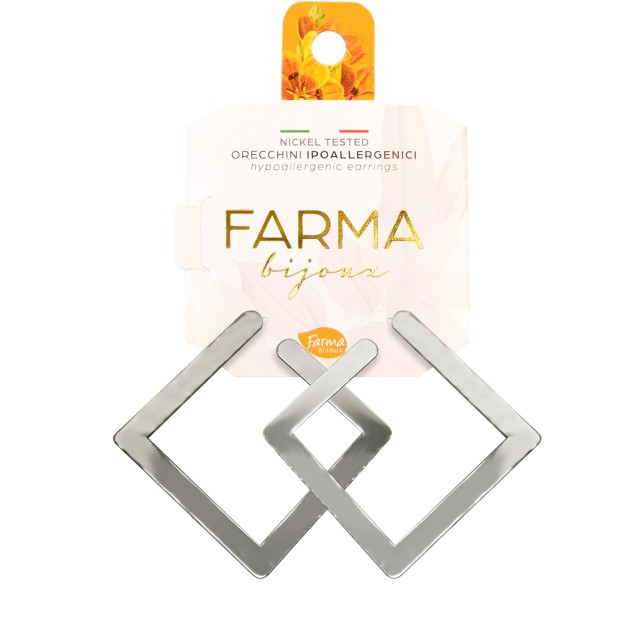 Farma Bijoux Υποαλλεργικά Σκουλαρίκια Κρίκοι Ασημί Τετράγωνοι 40mm