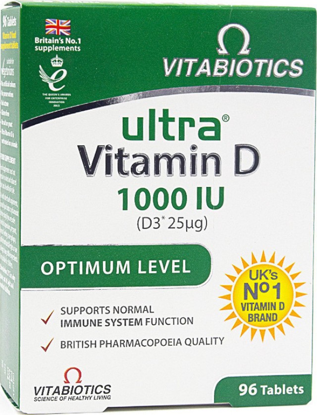 Vitabiotics Ultra Vitamin D 1000 IU D3 25μg Συμπλήρωμα Διατροφής Με Βιταμίνη D3 96tabs