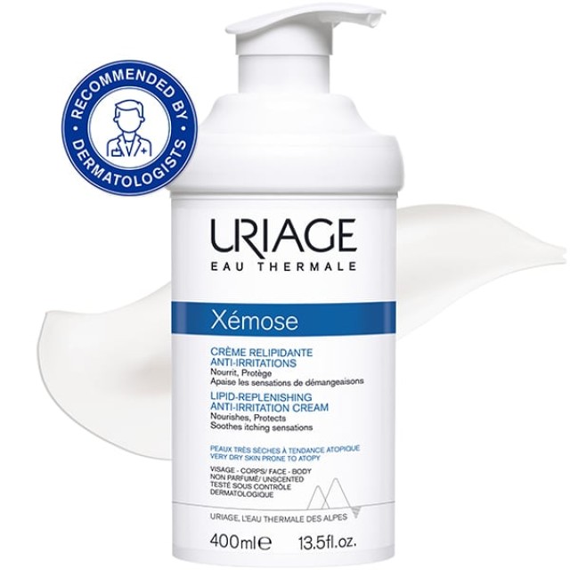 Uriage Xemose Lipid-Replenishing Anti-irritation Cream Μαλακτική Κρέμα Προσώπου & Σώματος για το Πολύ Ξηρό με Τάση Ατοπίας Δέρμα, 400ml