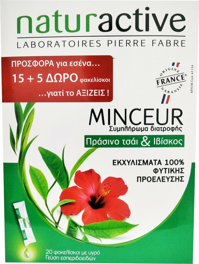 Naturactive Promo Minceur Συμπλήρωμα Διατροφής Με Πράσινο Τσάι & Ιβίσκο 20 Φακελάκια ((15+5 Φακελίσκοι Δώρο)