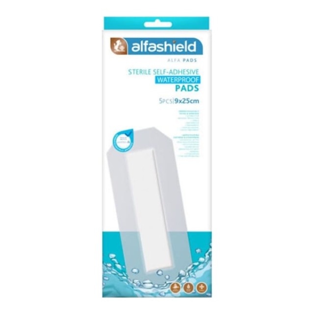 Alfashield Self-Adhesive Waterproof Pads (9x25cm) Αποστειρωμένα Αυτοκόλλητα Επιθέματα, 5τεμ