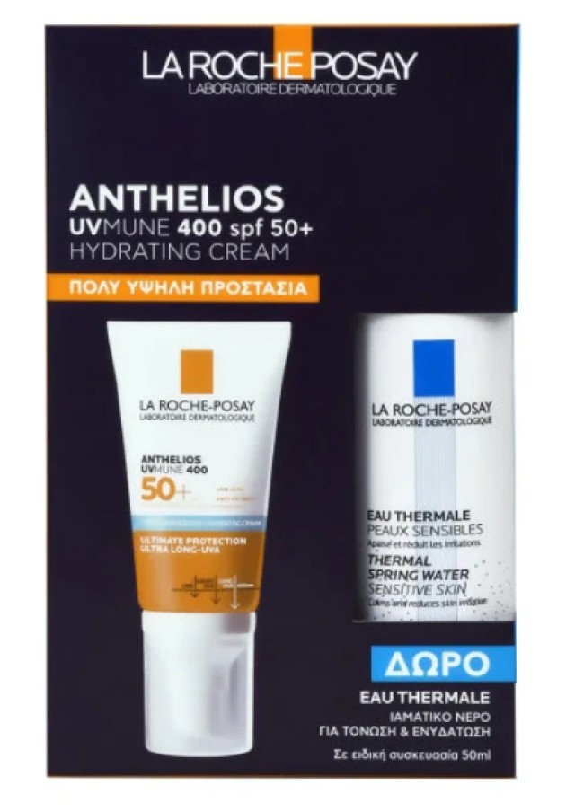 La Roche Posay Promo Anthelios UVMune 400 Hydrating Cream SPF50+ 50ml + Δώρο Eau Thermale 50ml