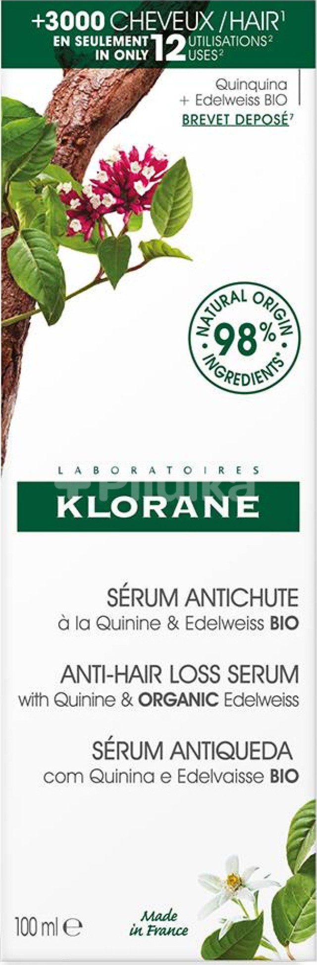 Klorane Serum Antichute Quinine & Edelweiss Bio Δυναμωτικός Ορός Με Κινίνη & Βιολογικό Εντελβάις Κατά Της Τριχόπτωσης 100ml