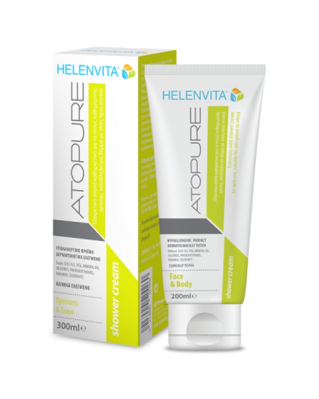 Helenvita Atopure Shower Cream, Καθαριστικό Σώματος & Προσώπου Καθημερινής Χρήσης για Δέρμα με Τάση Ατοπίας 200ml