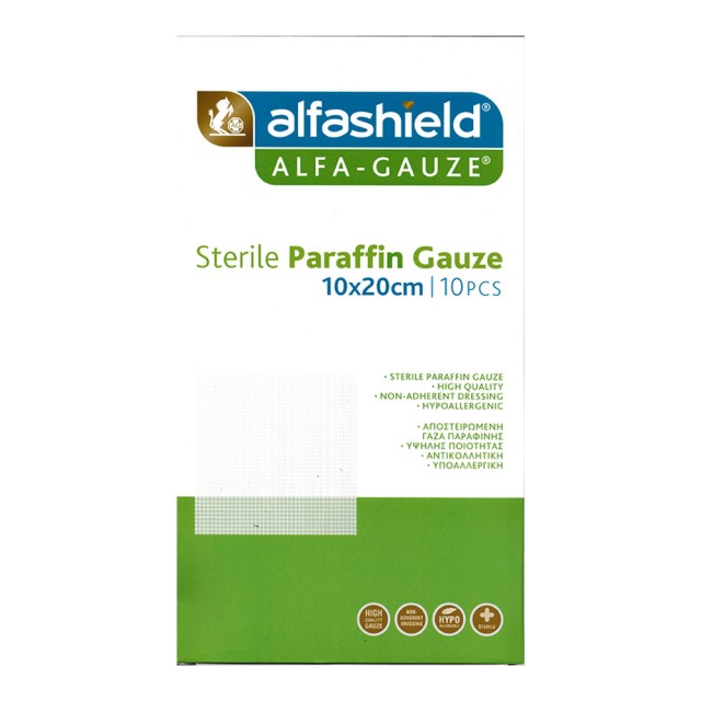 Alfashield Alfa-Gauze Paraffin Αποστειρωμένες Γάζες 10x20cm 10τμχ