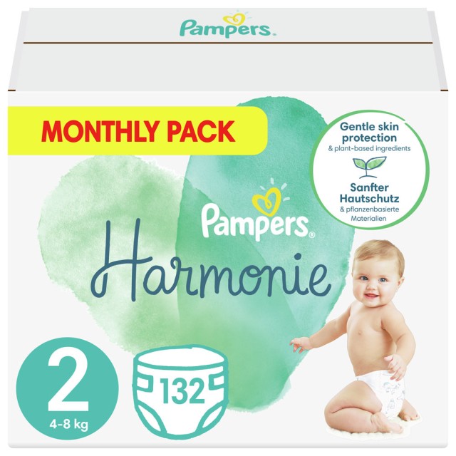 Pampers Harmonie No2 (4-8kg) Monthly Pack 132τμχ