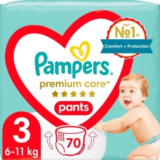 Pampers Premium Care Pants Πάνες Βρακάκι Μέγεθος 3 (6-11kg), 70τεμ