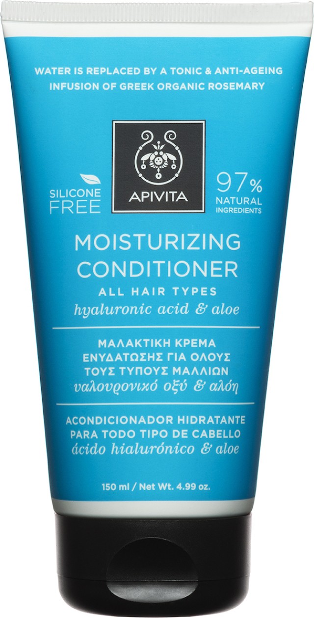 Apivita Moisturizing Conditioner Μαλακτική Κρέμα Ενυδάτωσης για Όλους τους Τύπους Μαλλιών με Υαλουρονικό Οξύ & Αλόη, 150ml