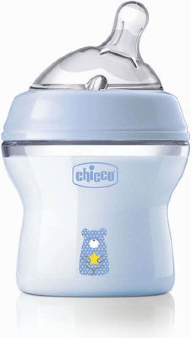 Chicco 81311-20 Πλαστικό Μπιμπερό Natural Feeling Κατά Των Κολικών Με Θηλή Σιλικόνης Σιελ 0m+ 150ml