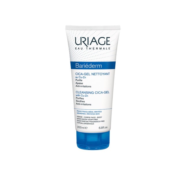 Uriage Bariederm Cica-Gel Nettoyant Cu-Zn Τζελ Καθαρισμού Για Ευαίσθητο & Ερεθισμένο Δέρμα 200ml